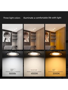 Led Recessed Ceiling Light with Silver Edge, Three-Color Dimmable Light, Living Room Ceiling Lighting, 3W 5W Bull's Eye 