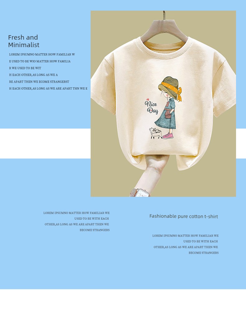 Girls' Apricot-Colored Short-Sleeve T-Shirt, Pure Cotton, 2026 New Stylish Versatile Casual Top for Older Children — 11
