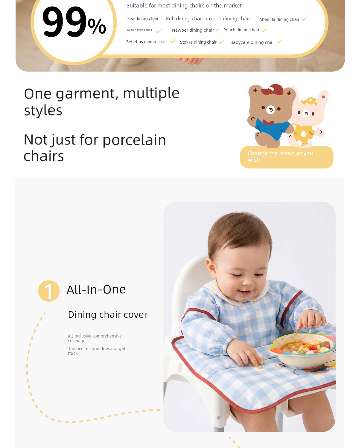 Julymoly All-In-One Dining Chair Cover Baby Feeding Bib Infant Food Bib Waterproof Children's Apron — 8