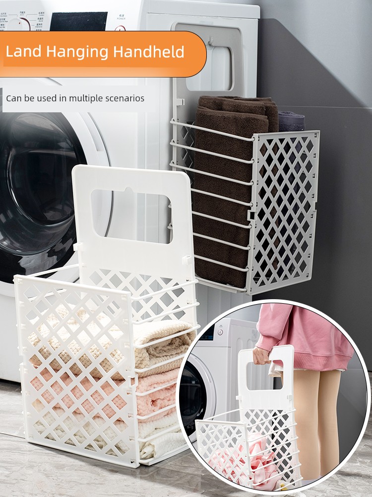 日式風格摺疊網式髒衣籃特大號容量可收納髒衣玩具適合浴室洗衣間使用