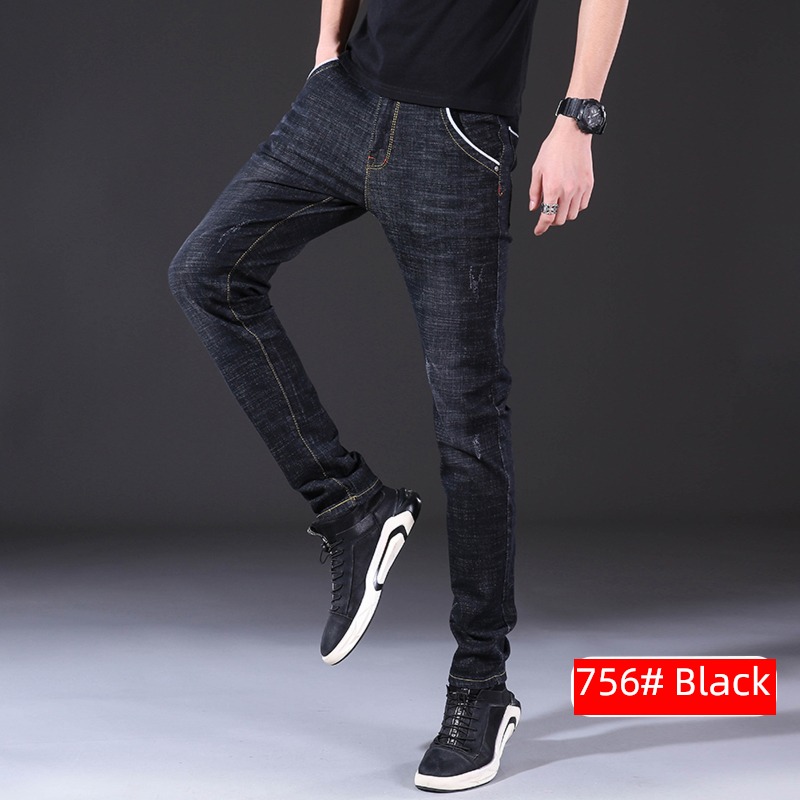 Straight cylinder Self-cultivation Little feet elastic force Men's style spring Jeans