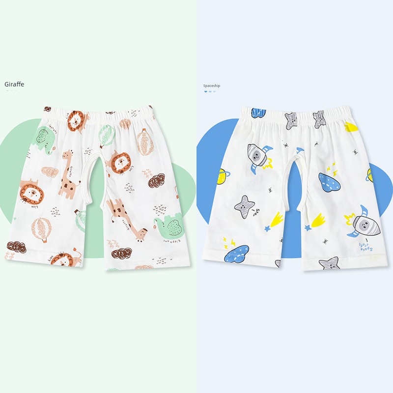 Jq Jingqi Baby Open-Crotch Pants Summer Thin Cotton Shorts for Infants, Unisex Children's Air-Conditioned Sleep Pants Children's Trousers — 6