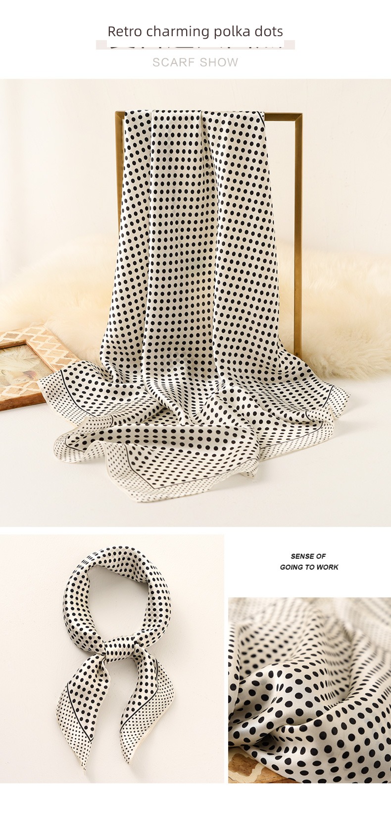 black and white stripe female Yang Caiyu Same collocation Silk scarf