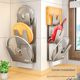 Delixi kitchen pot lid rack without punching wall-mounted space aluminum storage rack cutting board chopping board chopping board placement rack