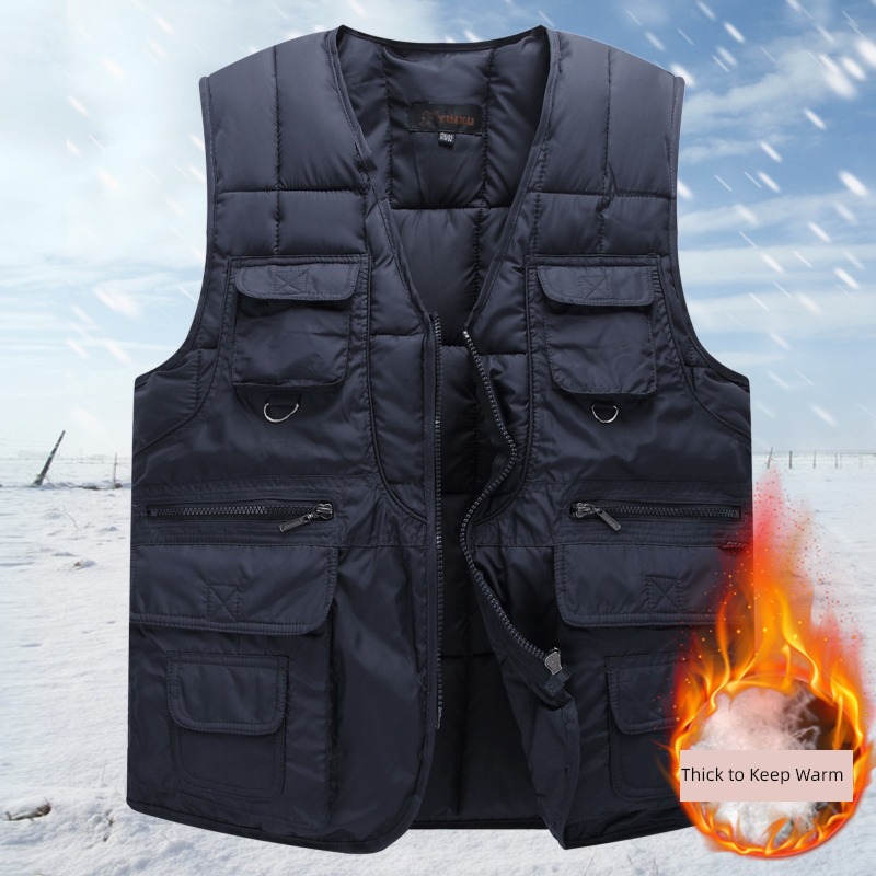 Out of season Dad Costume Big size Multiple pockets Down cotton Vest