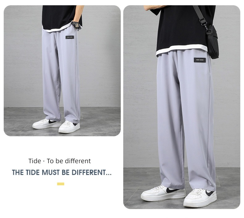 NGGGN Spring and Autumn leisure time Broad leg black trousers