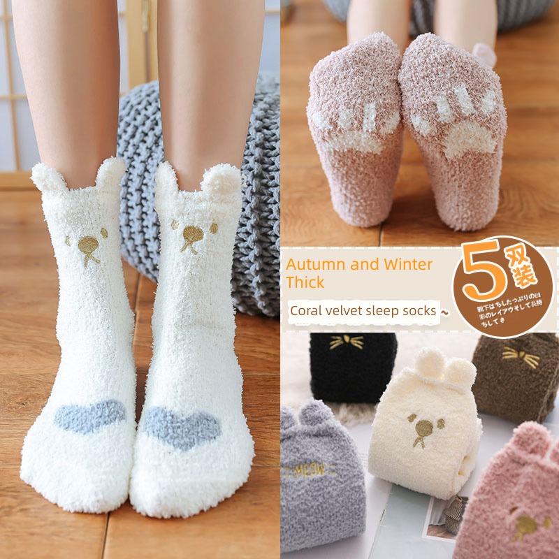 Hosiery children Coral velvet keep warm postpartum Snow Socks