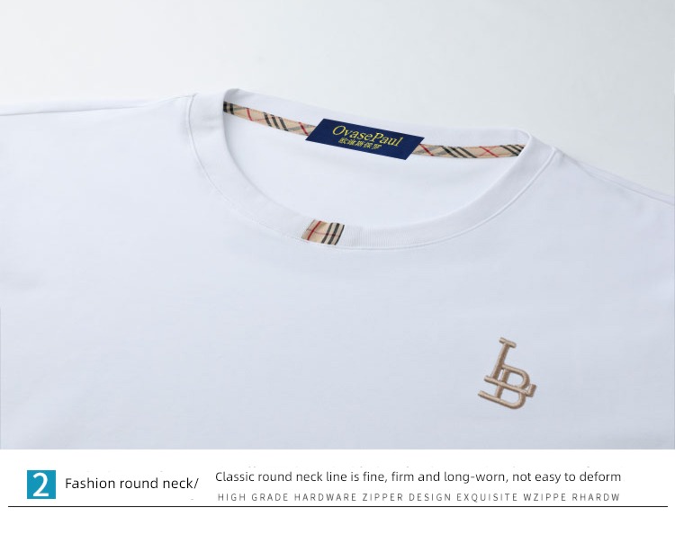 Chaopai Paul man white Embroidery Short sleeve T-shirt