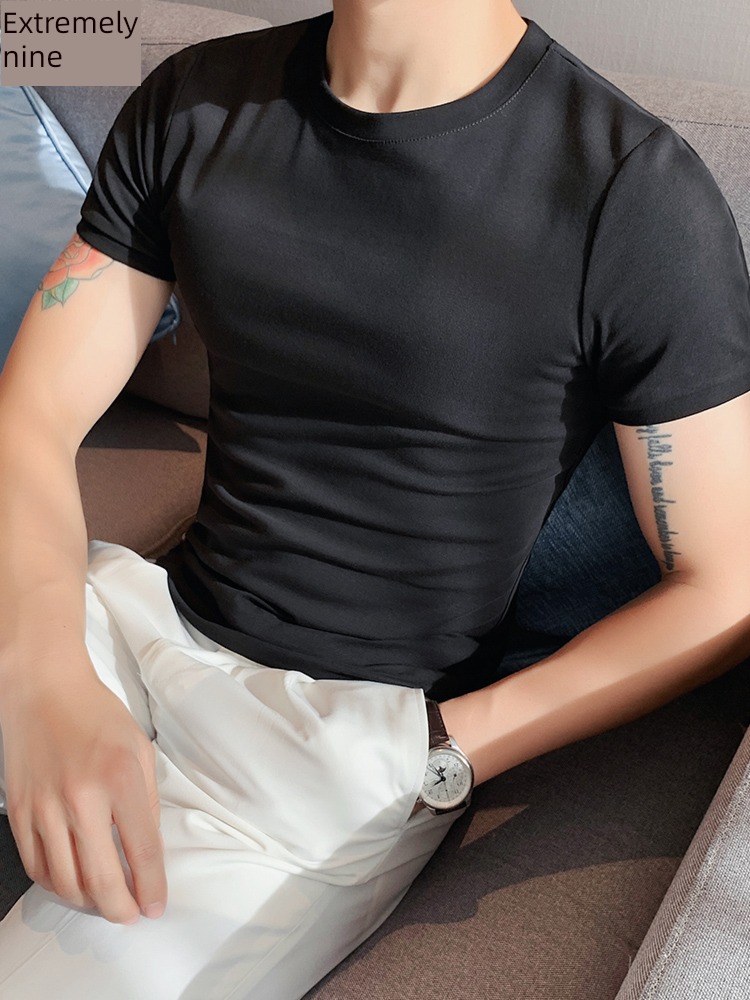 Skin friendly comfortable breathable Solid color Versatile Short sleeve T-shirt