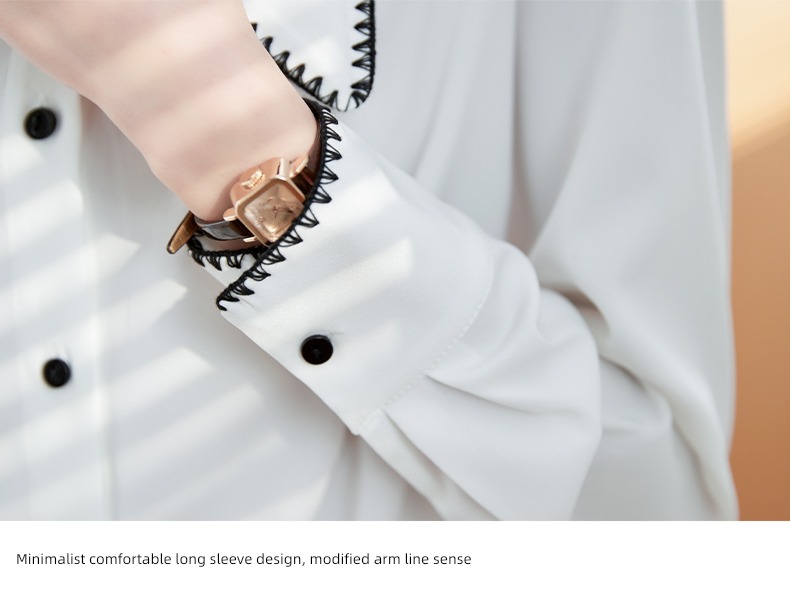 black Long sleeve Sense of design Early autumn Chiffon jacket shirt