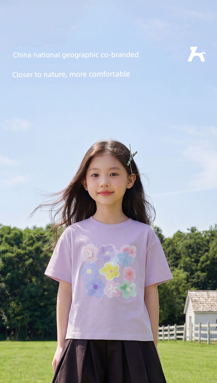 Semir Children's Short-Sleeve T-Shirt 2025 Summer New Style Comfortable Loose Printed Girls' Clothing with a Unique Design — 10