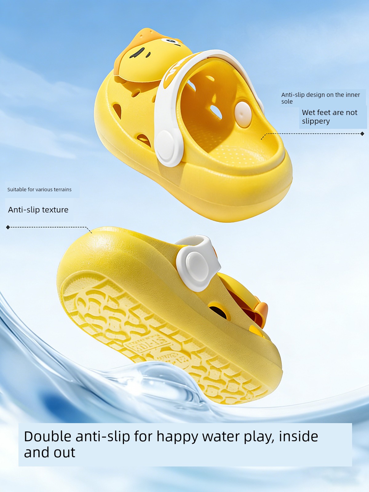 Jq Jingqi Children's Slippers for Boys, Summer Outdoor Non-Slip Indoor Closed-Toe Soft-Soled Bath Shoes for Little Girls, Breathable Clogs — 3