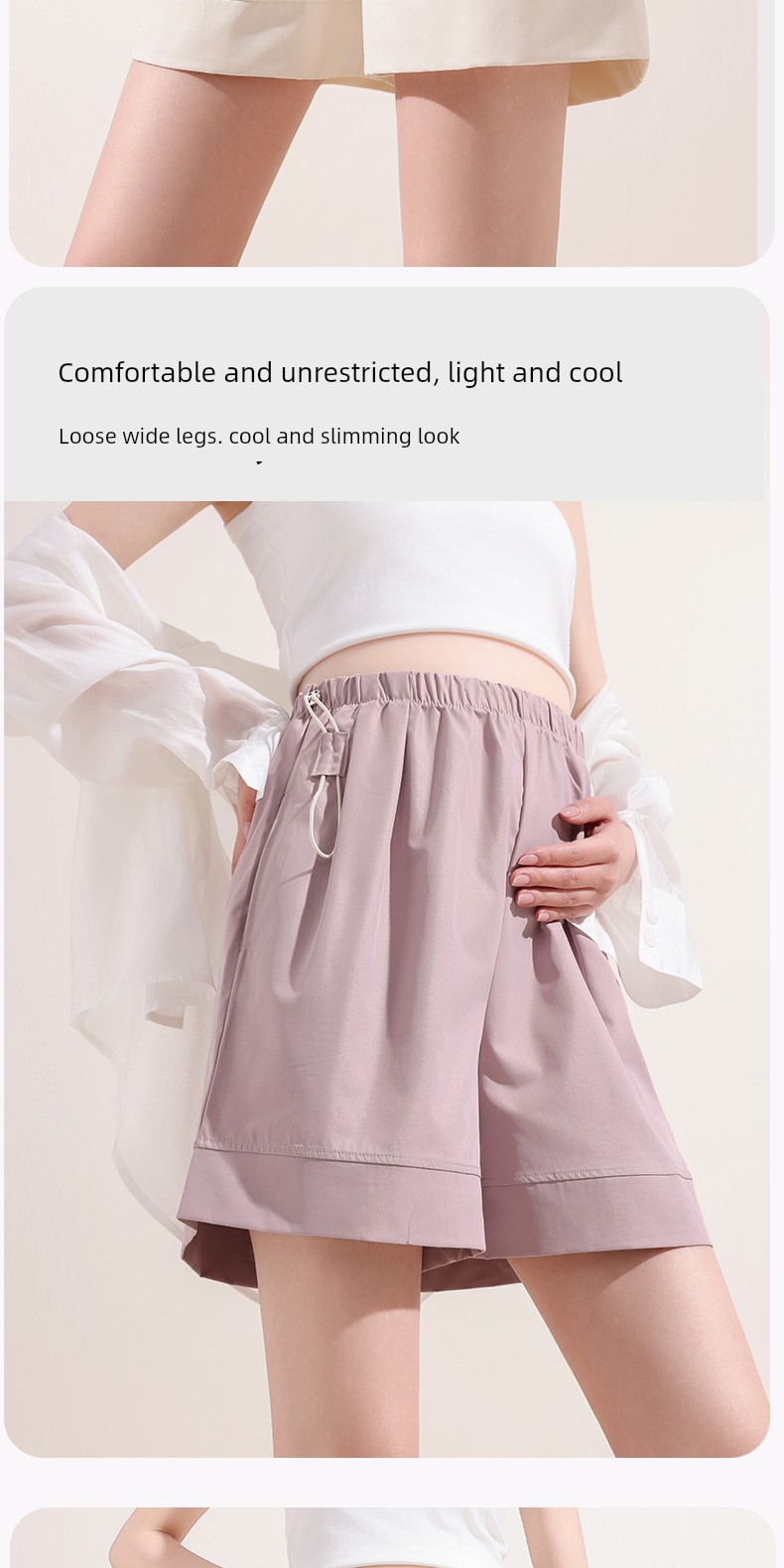 Maternity Leggings for Summer, Casual Yamamoto-Style Pants, Summer Style Without Belly Support, Five-Point Wide-Leg Pants, Maternity Summer Shorts — 15