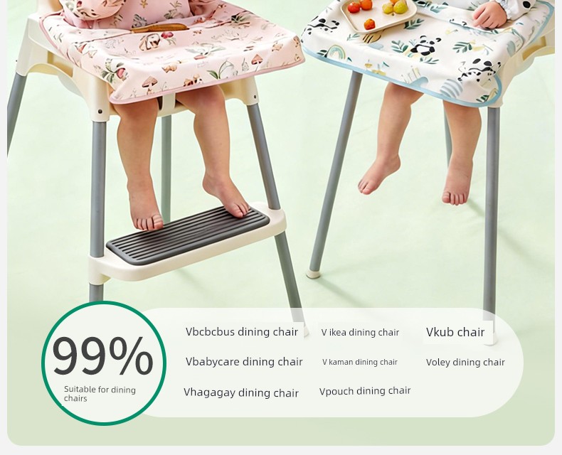 European-Style All-In-One Dining Chair Cover, Baby Feeding Bib, Infant Food Bib, Waterproof and Stain-Resistant Children's Apron — 17