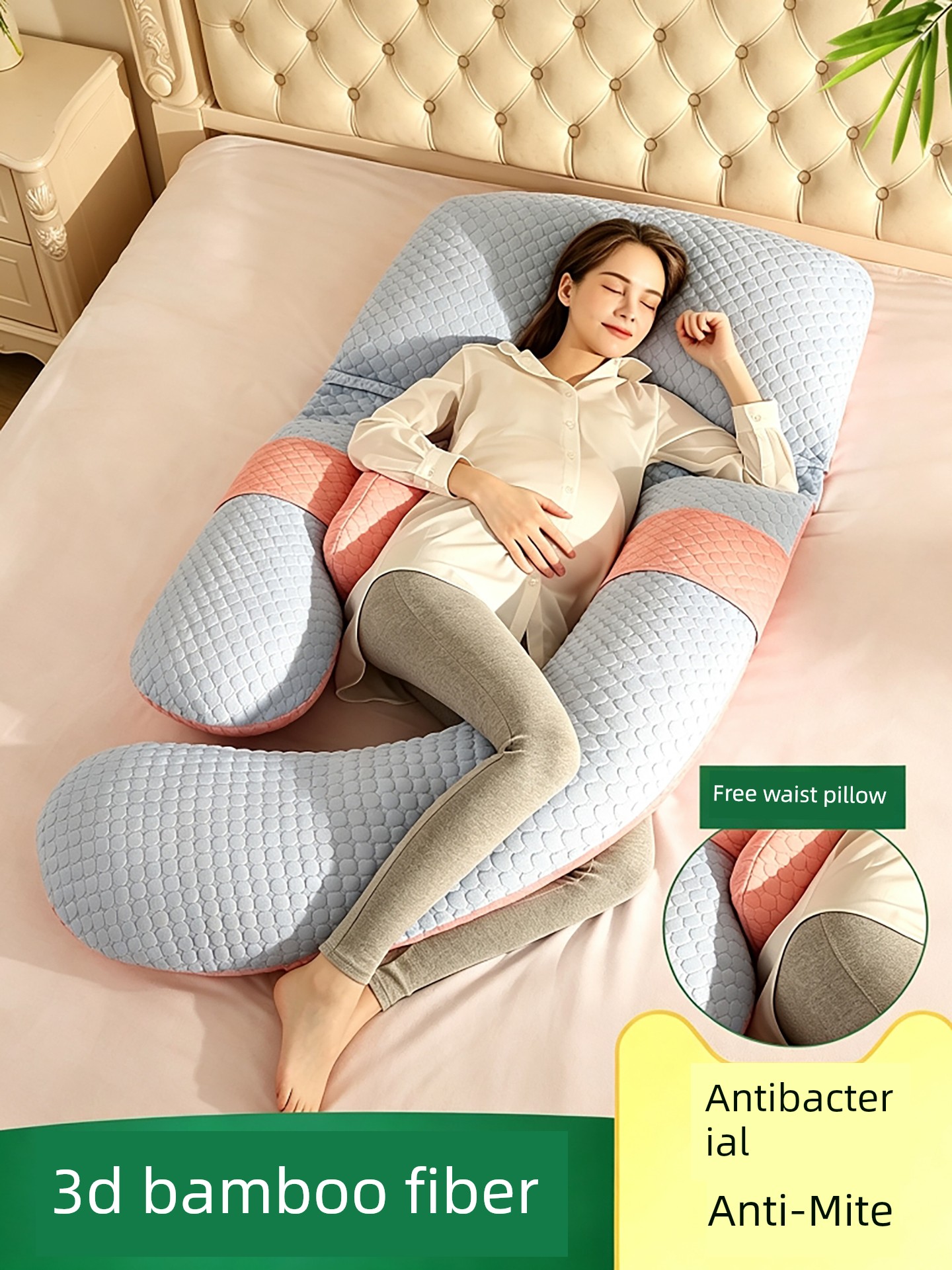 Pregnancy Pillow for Waist Support, Side Sleeping, Belly Support, Side-Lying Pillow, Pregnancy-Specific Sleeping Pillow, Special Pillow for Late Pregnancy