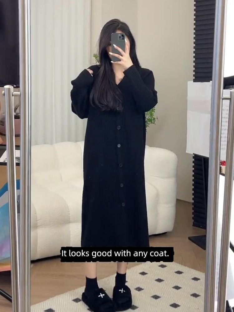 Fat mm Big size easy Show thin Cover meat knitting Dress
