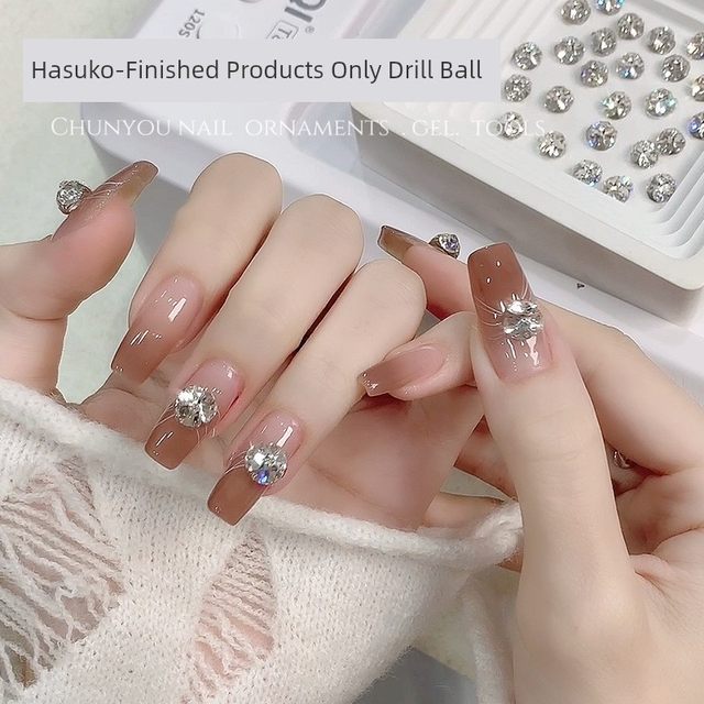 Blasting Huazi cut nail art pile diamond jewelry high quality bottomless support white finished diamond ball pile diamond nail jewelry