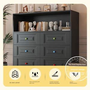 Iron Chest of Drawers Bedroom Locker Living Room Home Five-Bucket Cabinet Steel Storage Cabinet Iron Drawer
