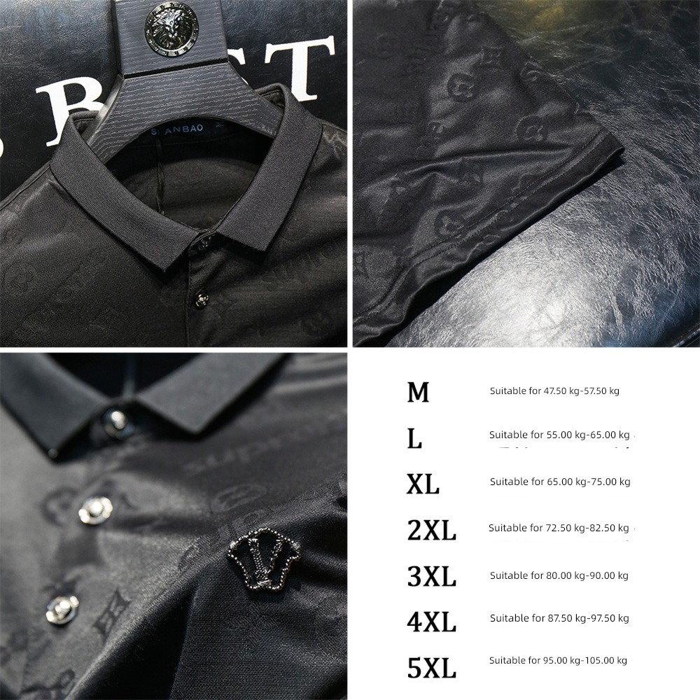 Silky pleasantly cool Half sleeve summer Light luxury Collar Polo shirt