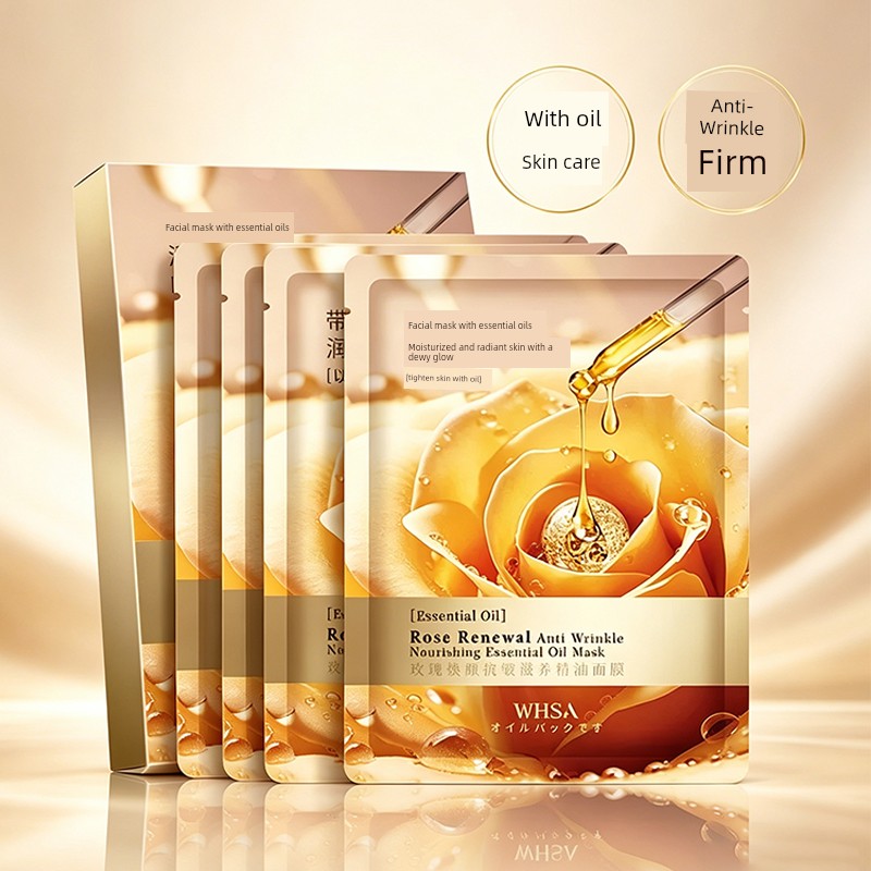 Rose Rejuvenating Essential Oil Mask for Women to Brighten Skin Tone, Tighten Skin, Anti-Wrinkle, Moisturize, Hydrate, Fade Fine Lines, Nourish and Repair