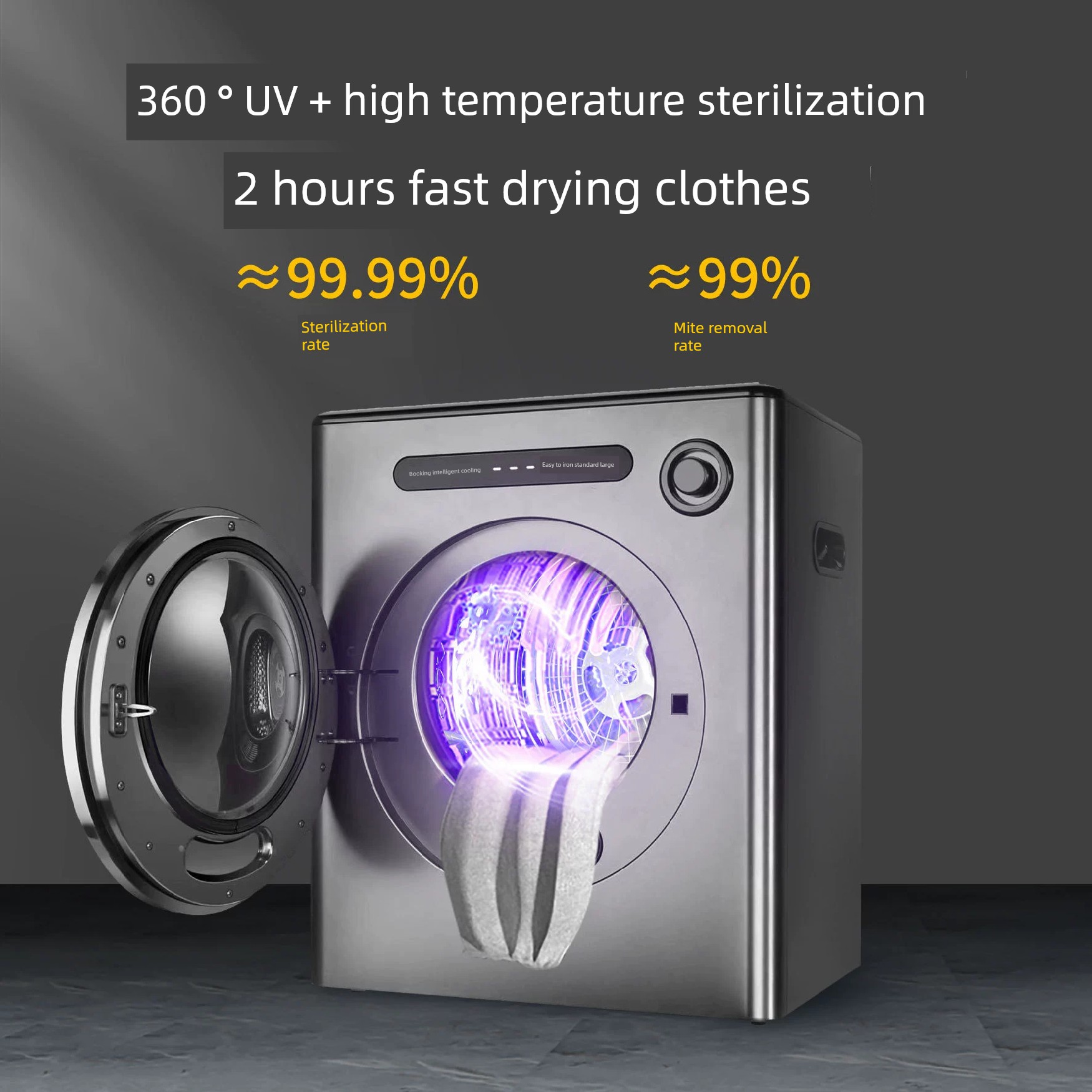 跨境出口110V智能全自動烘乾機家用抑菌烘衣機小型嬰兒滾筒乾衣機 (0.7折)