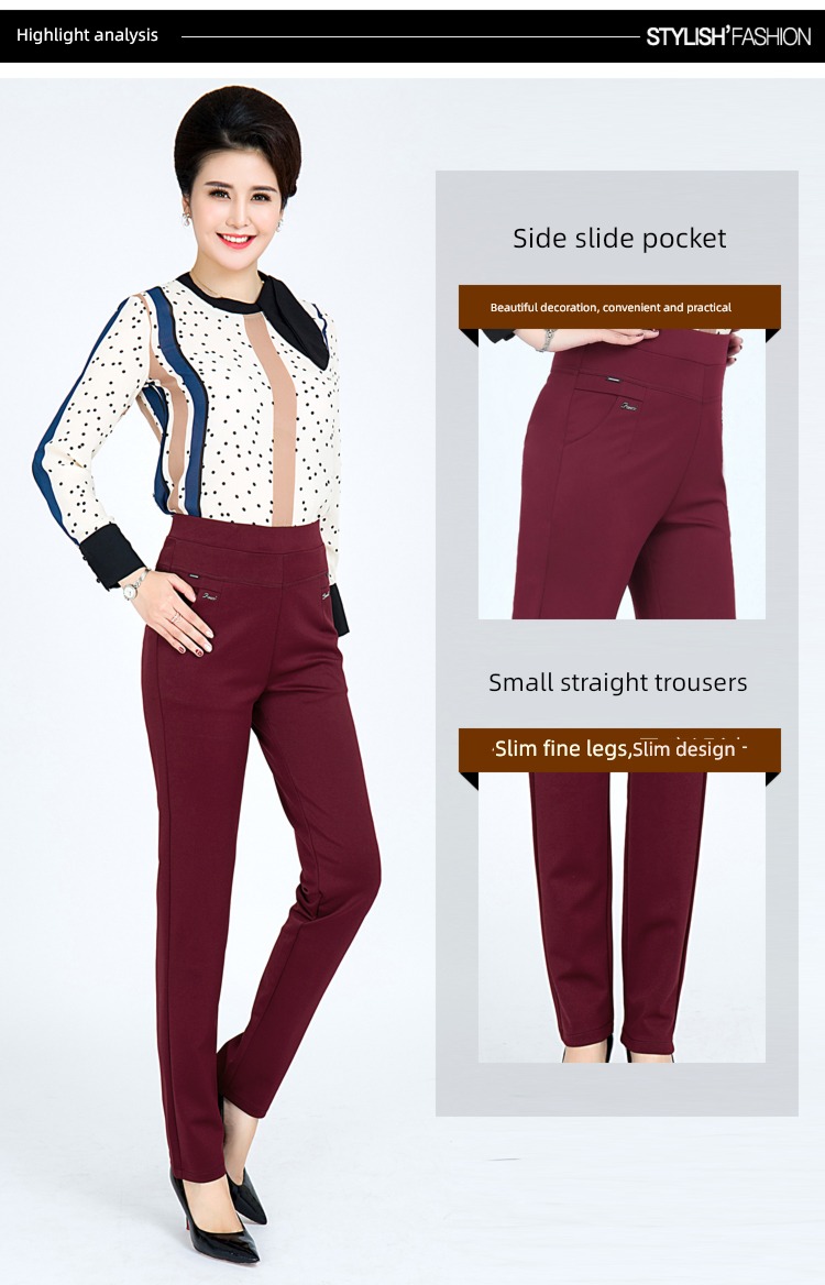 High waist elastic force spring and autumn new pattern leisure time middle age Mother dress