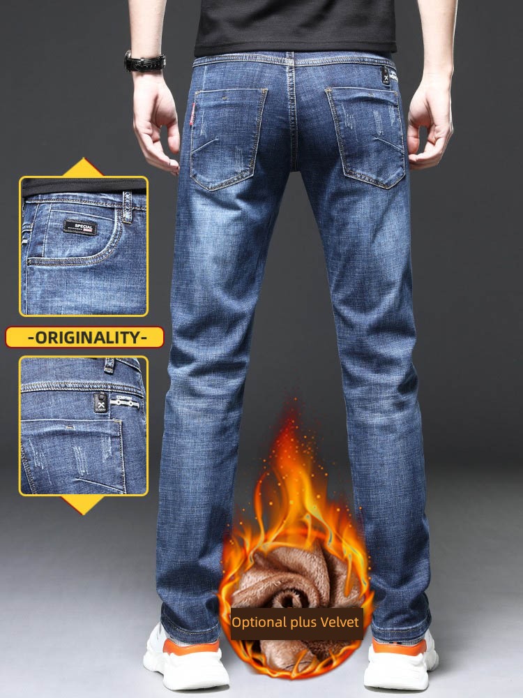 Chaopai Plush easy leisure time Men's style Jeans