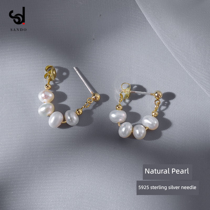 female Minority Sense of design Sterling Silver circles Baroque Pearl