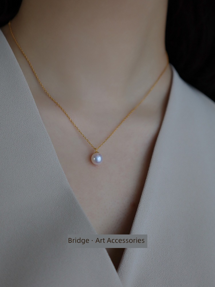 natural women 's singles Pendant Extravagant Minority Sterling Silver Pearl Necklace