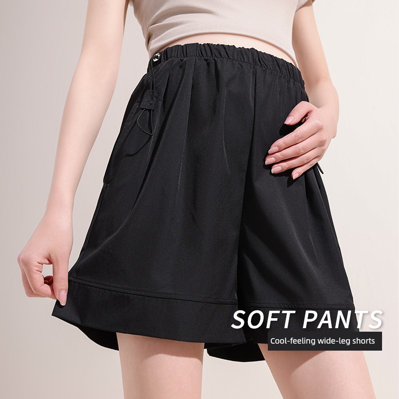 Maternity Leggings for Summer, Casual Yamamoto-Style Pants, Summer Style Without Belly Support, Five-Point Wide-Leg Pants, Maternity Summer Shorts — 4