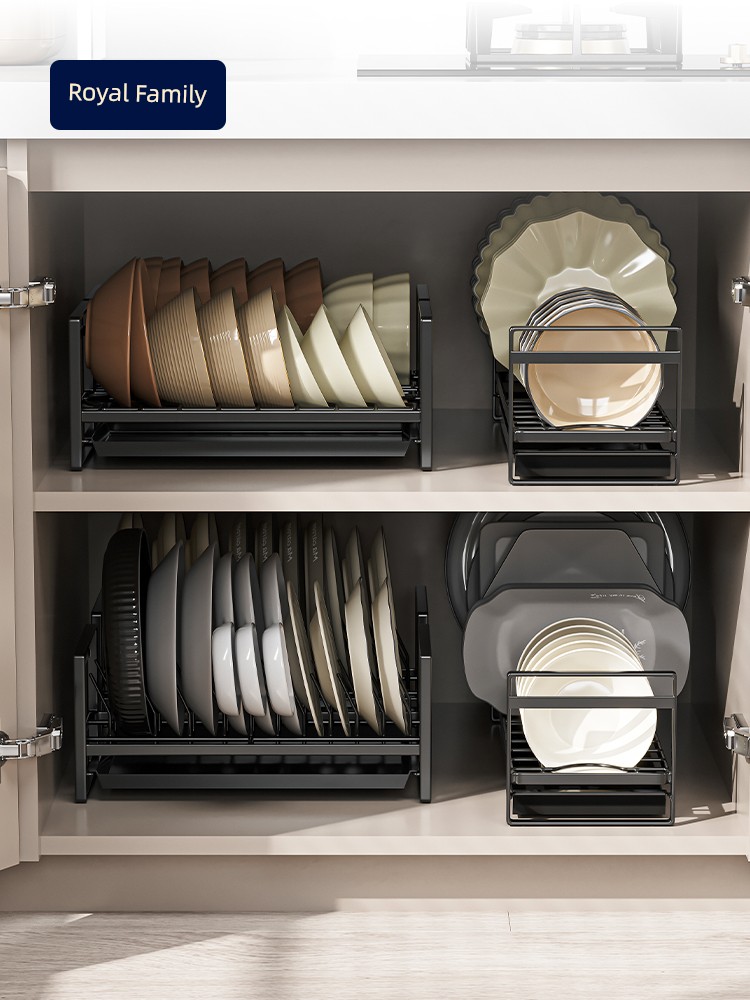 簡約現代金屬碗碟瀝水架櫥櫃內置單層碗架收納架