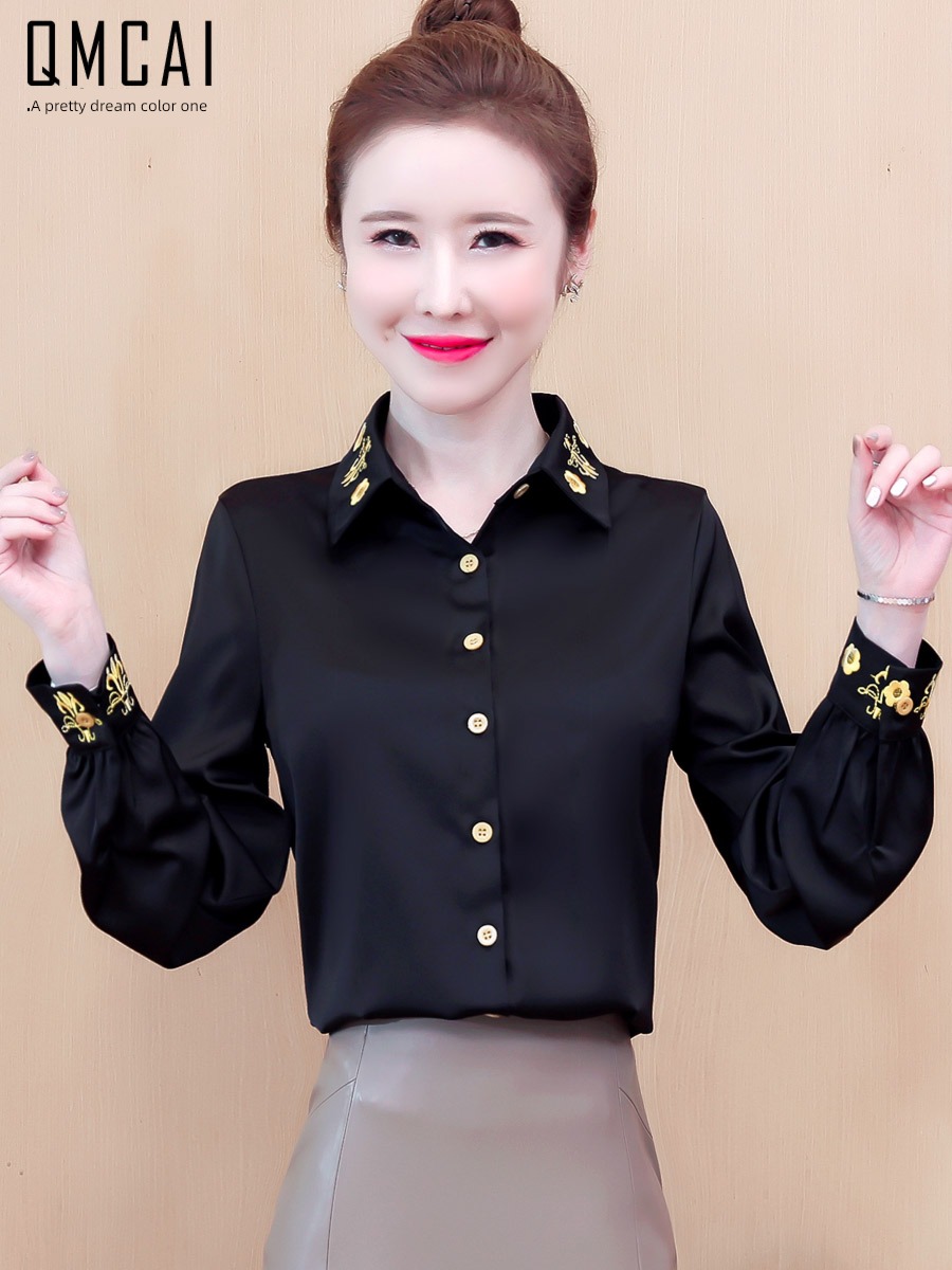 Hangzhou shirt ma'am Long sleeve Advanced sense jacket silk