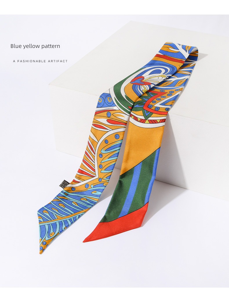 Handle Binding bag Twill silk Thin and narrow Small strip Silk scarf