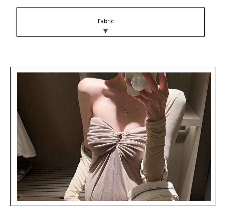 Golden Cocoon Stylish Maternity Dress New Style Pregnant Women's Dress Summer French Style Gown Strapless Dress — 1