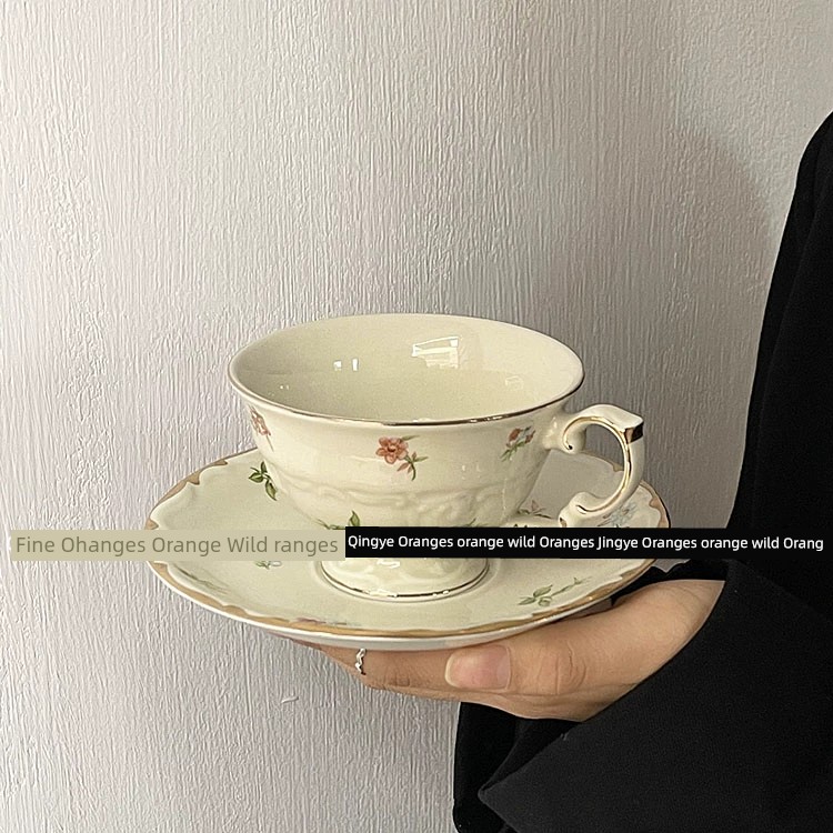 法式復古浪漫下午茶杯碟咖啡杯套裝 小清新花朵陶瓷杯套裝 vintage