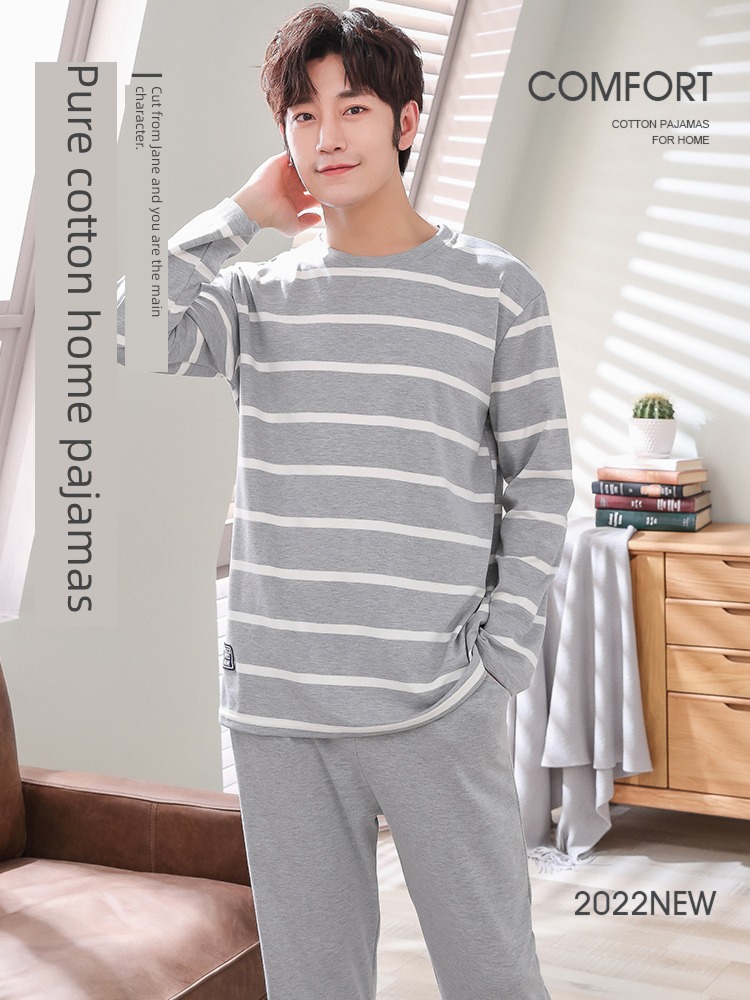 man Long sleeve trousers Spring and Autumn Cotton suit pajamas