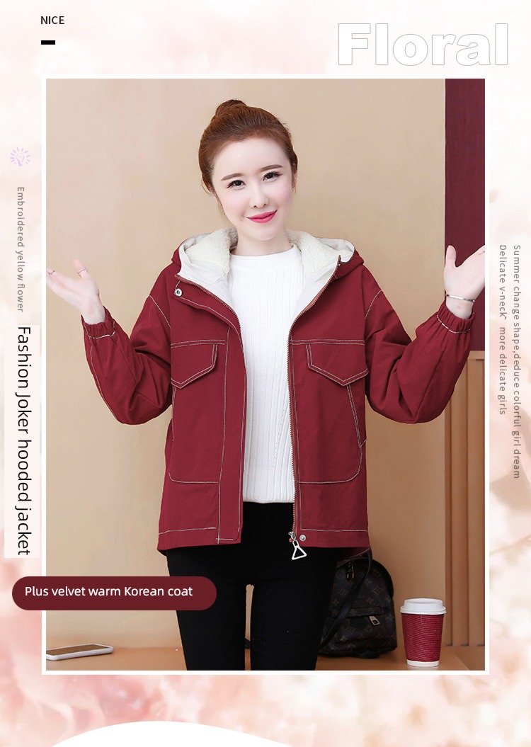 loose coat female Retro Hong Kong flavor cotton work clothes Jacket lamb