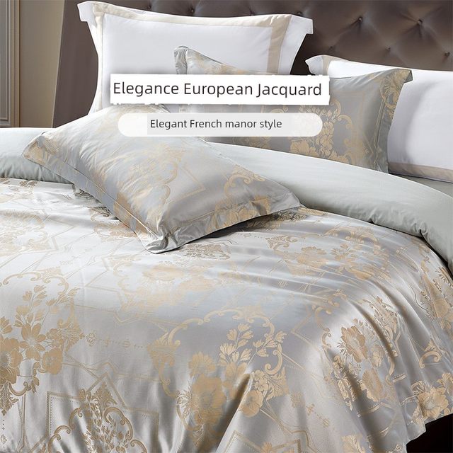 Fuanna Home Textile European Jacquard Bed Four-Piece Set of High-end Silky Sheets and Quilt Cover Bedding Sleeping Naked