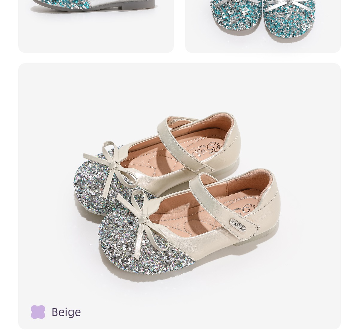 Princess Shoes for Girls, 2026 New Autumn Children's Shoes, Small Leather Shoes, Baby Crystal Shoes, Silver Soft-Soled Shoes — 26