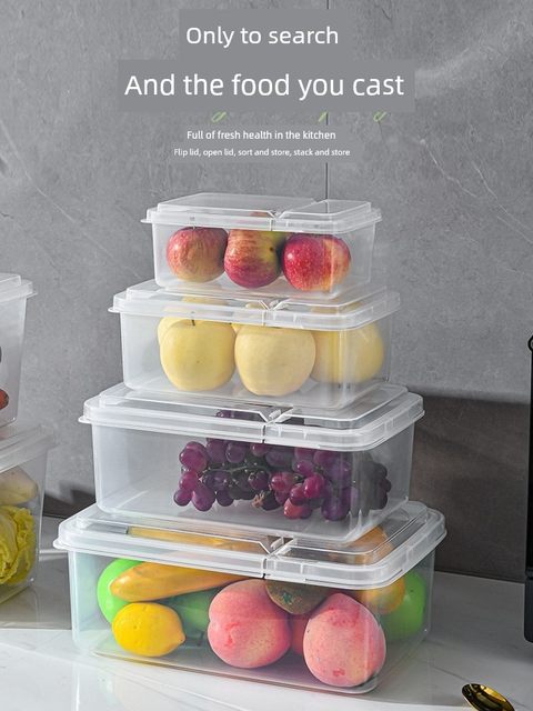 Flip-type storage box half-open plastic fresh-keeping box supermarket stall display box fruit refrigerator seal box kitchen