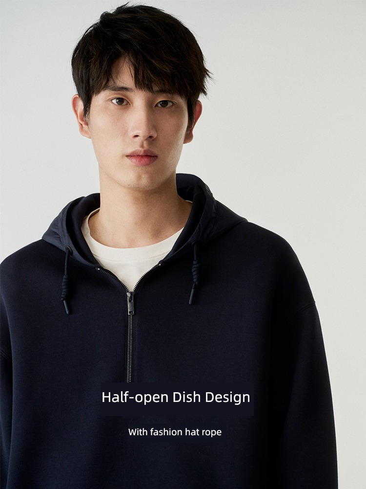 Mr. cotton Half open placket leisure time Spring and Autumn Hooded Sweater
