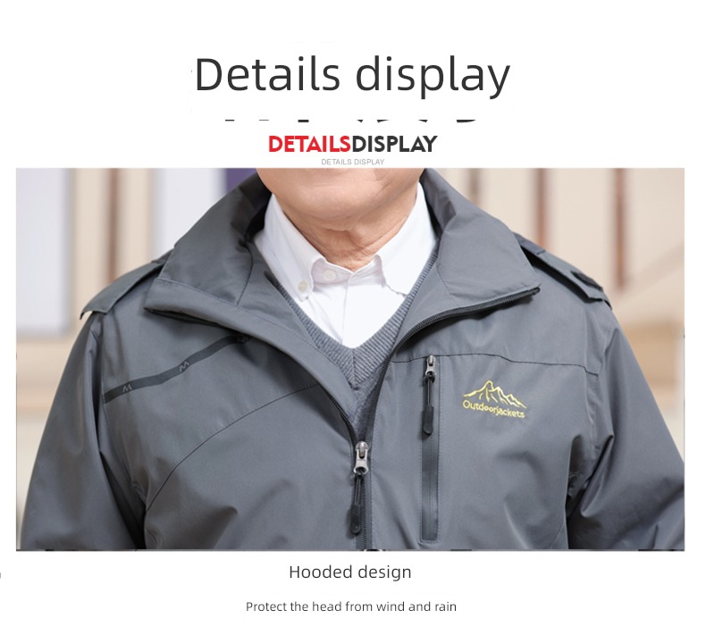Middle aged and elderly spring and autumn Hooded man Windbreak ventilation loose coat