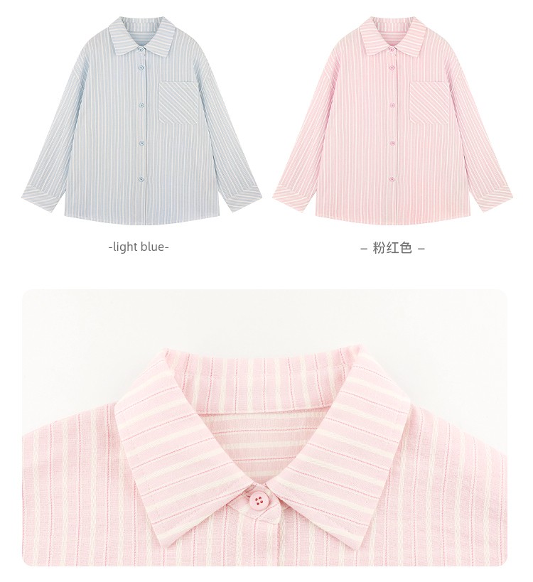Amybaby Girls' Tops Autumn 2026 New Korean Style Soft and Trendy Ins-Style White-Striped Loose Shirt — 6