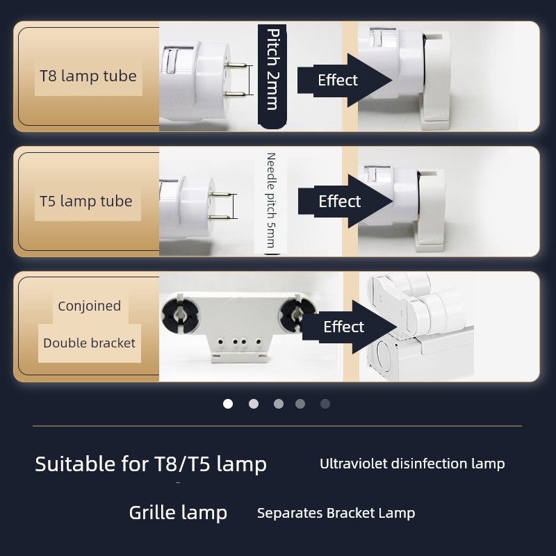 Fluorescent Lamp Holder Lamp Foot T5t8 Grille Lamp Fluorescent Fixture Lamp Foot Old-Fashioned Rotate Lamp Foot G13led Fixed Accessories