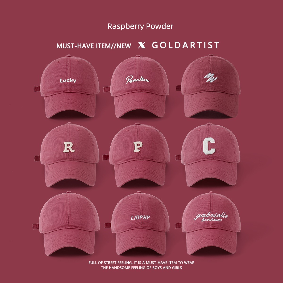 raspberry Pink female Korean version letter Deep roof Hat