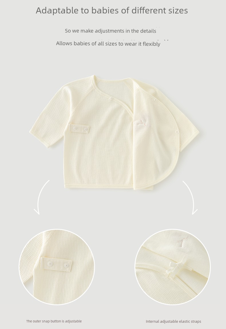 Guiqi Bear Newborn Long-Sleeve Tie-Up Top Spring and Autumn Newborn Baby Monk Clothes Seamless Pure Cotton Infant Delivery Room — 7