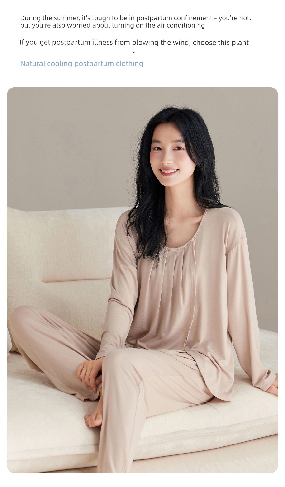Jq Jingqi Postpartum Clothing Pure Cotton Sweat-Absorbent Postpartum Nursing Pajamas for Pregnant Women Breastfeeding and Maternity Home Wear Autumn Season — 3