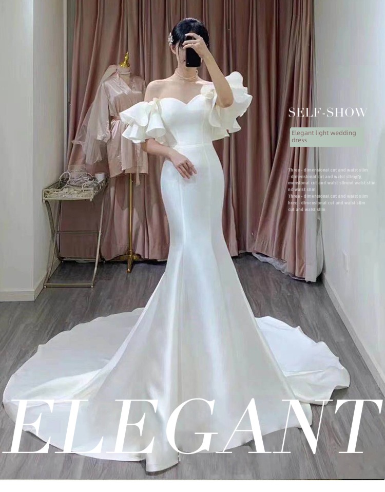 Simplicity Self-cultivation grace Close your waist fish tail Straight shoulder Satin