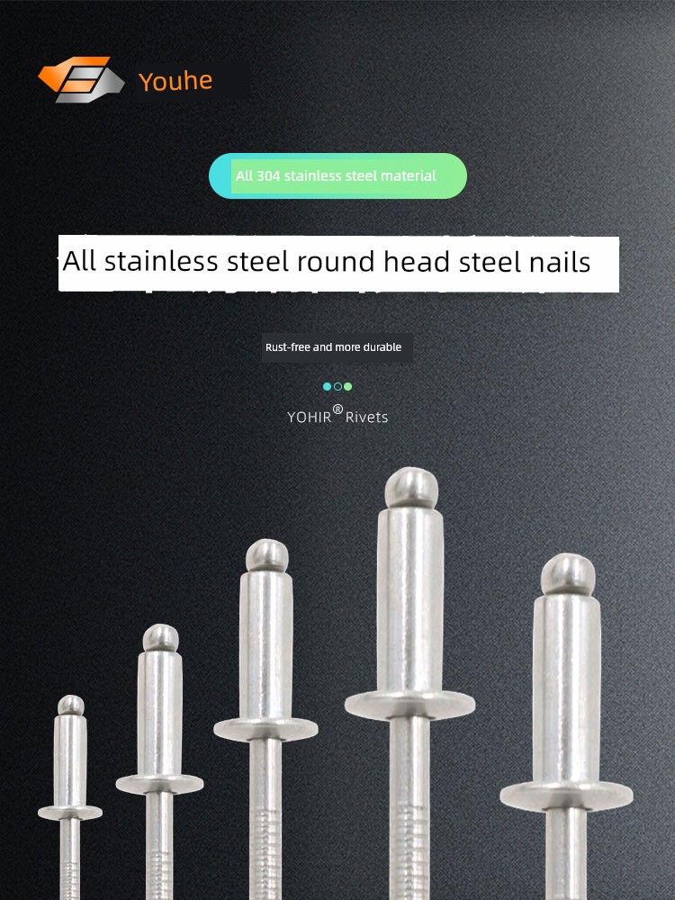 304 Stainless Steel Blind Rivets Round Head 304 Rivets Gb12618.4 Pull Rivets Stainless Steel Flat Round Head Pull Rivets