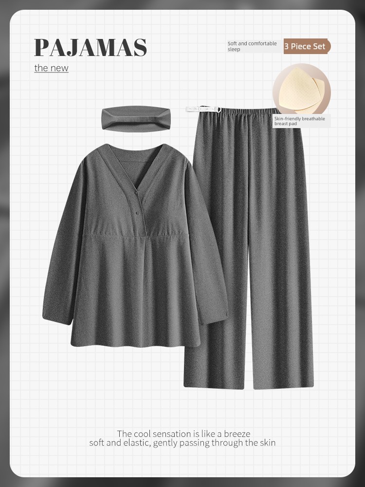 Pure Cotton Simple Style Class a Spring and Autumn Maternity Wear, Pre- and Postpartum Nursing Pajamas for Pregnant Women, Suitable for May and June, All-Cotton